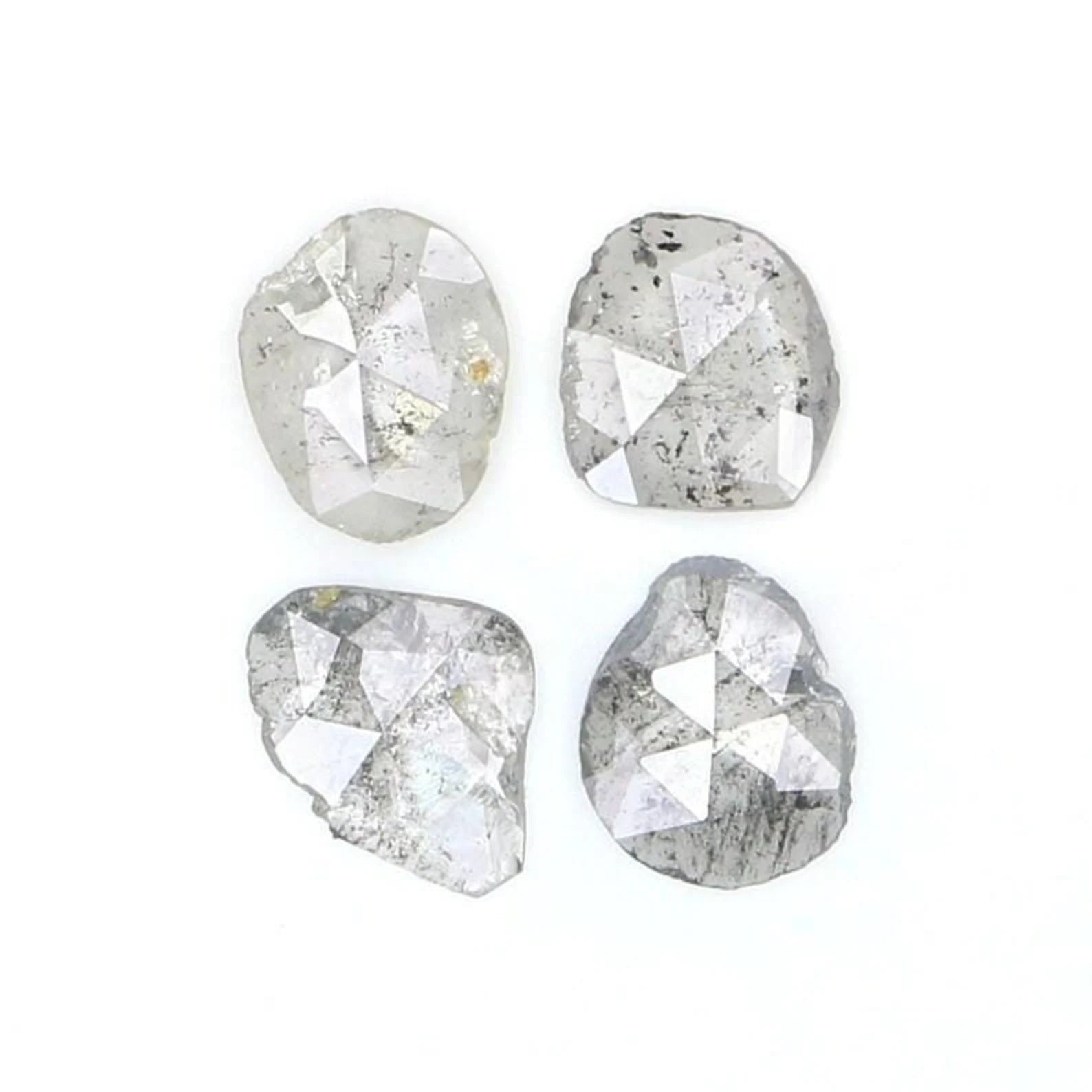 0.94 Ct Natural Loose Slice Shape Diamond Salt And Pepper Slice Cut Diamond 4.90 MM Natural Black Gray Color Slice Rose Cut Diamond NQ2147