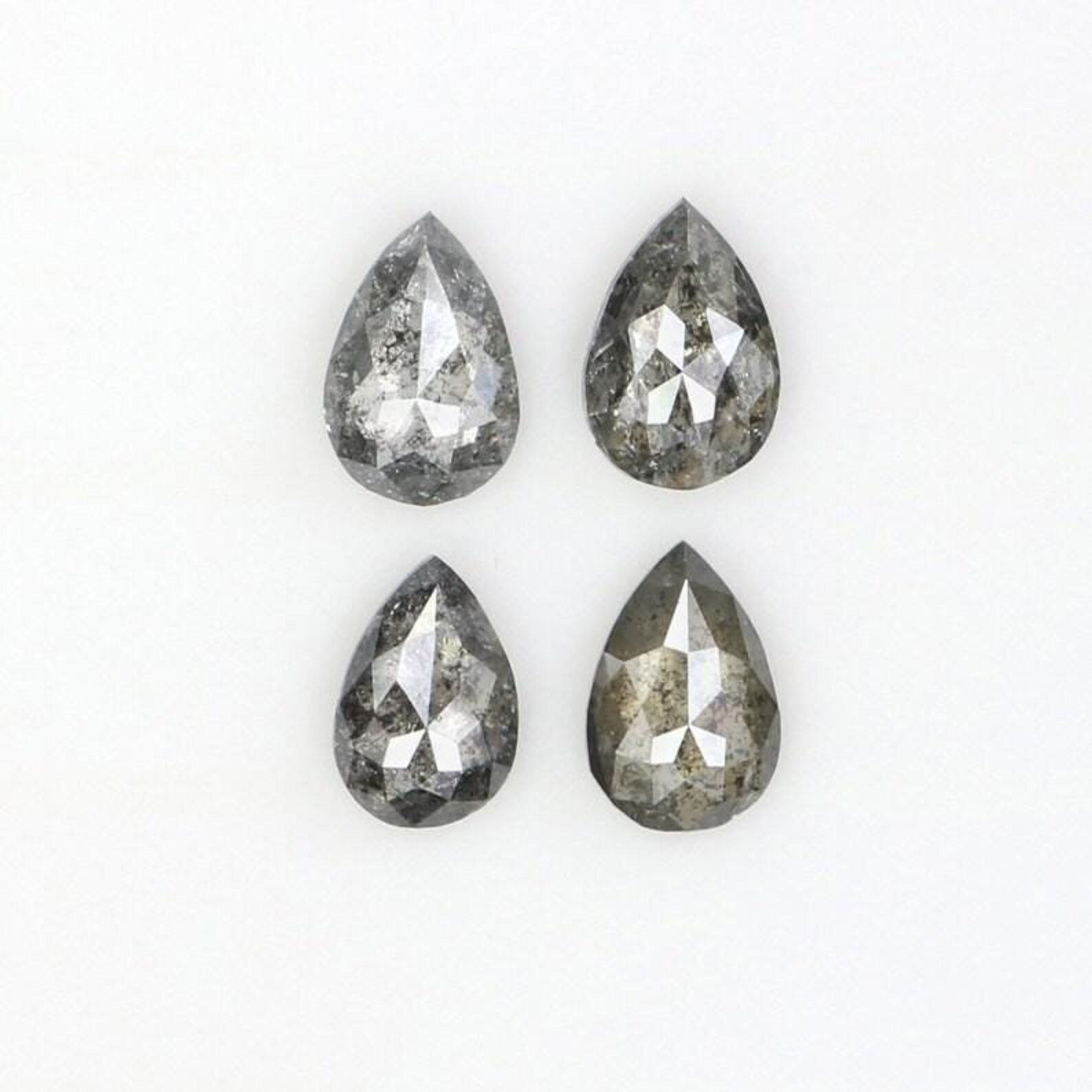 0.50 CT Natural Loose Pear Shape Diamond Salt And Pepper Pear Diamond 4.30 MM Natural Loose Black Grey Color Pear Rose Cut Diamond NQ2412