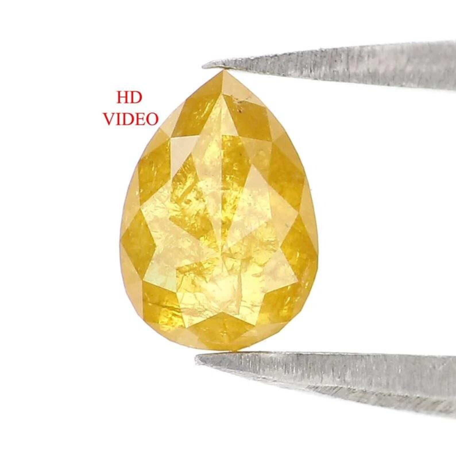 0.59 CT Natural Loose Pear Shape Diamond Yellow Color Pear Cut Diamond 6.25 MM Natural Loose Diamond Yellow Pear Rose Cut Diamond NQ2396
