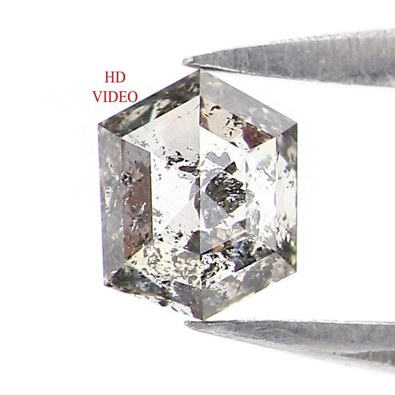 0.37 CT Natural Loose Hexagon Shape Diamond Salt And Pepper Hexagon Diamond 4.80 MM Natural Black Grey Color Hexagon Rose Cut Diamond NQ2158