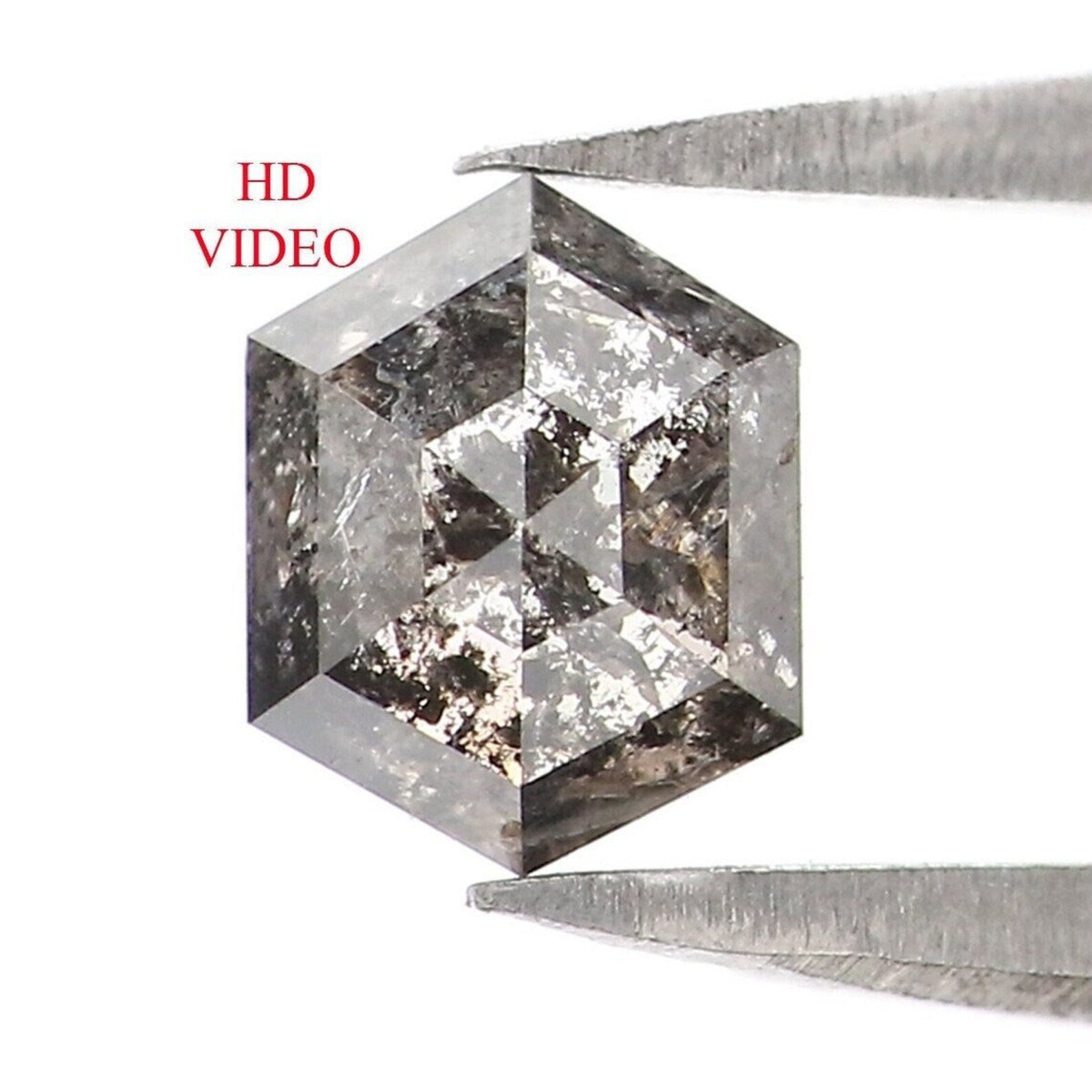 0.68 CT Natural Loose Hexagon Shape Diamond Salt And Pepper Hexagon Cut Diamond 5.85 MM Natural Loose Hexagon Shape Rose Cut Diamond NQ2249