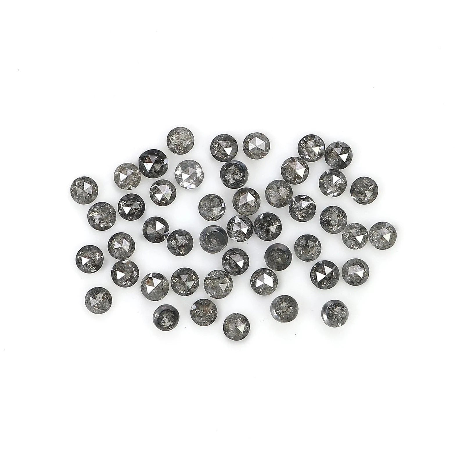 1.26 CT Natural Loose Round Shape Diamond Salt And Pepper Round Diamond 1.70 MM Natural Loose Black Grey Color Round Rose Cut Diamond NQ1789