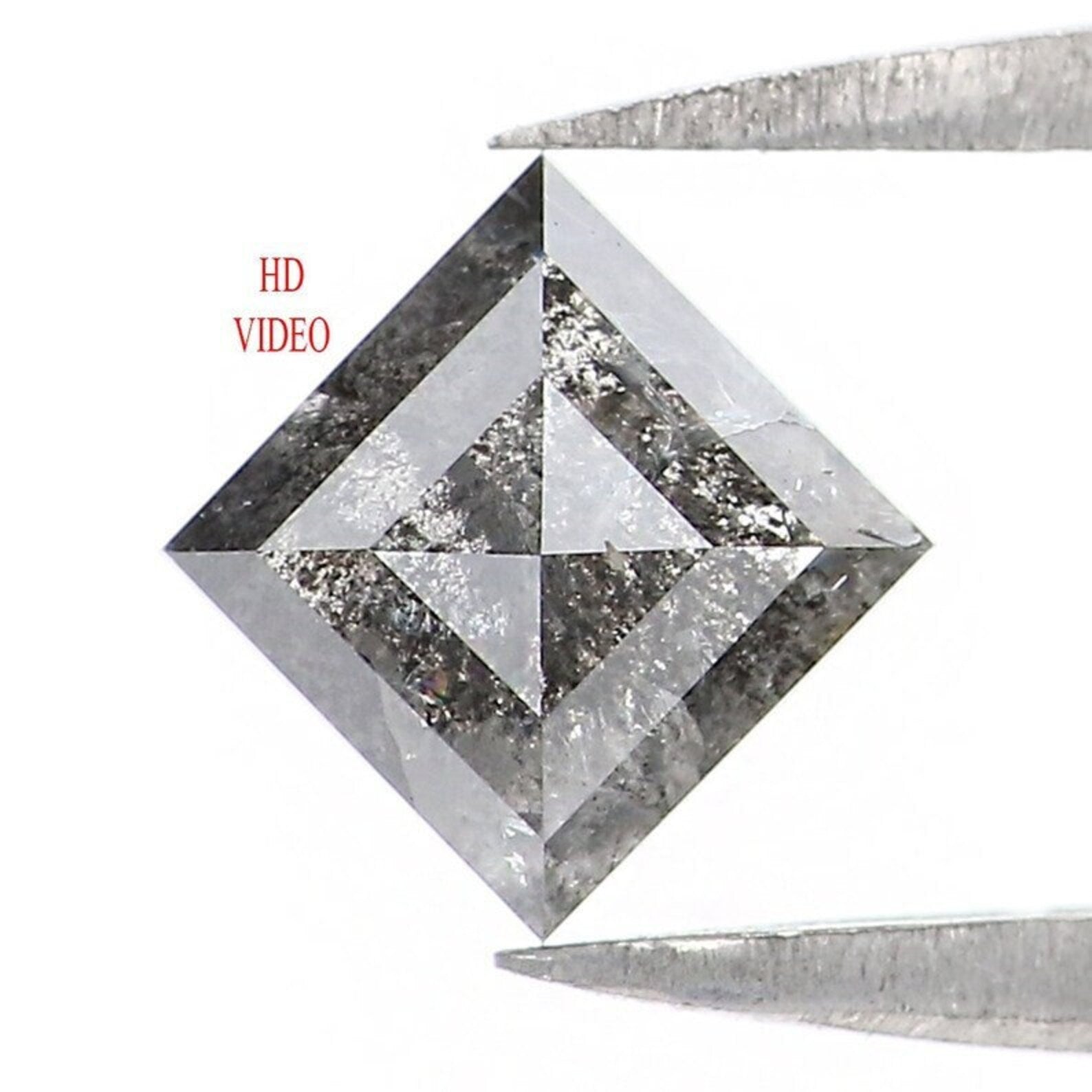 0.82 Ct Natural Loose Kite Cut Diamond Salt And Pepper Kite Cut Diamond 7.05 MM Natural Loose Black Grey Color Kite Rose Cut Diamond QN1650