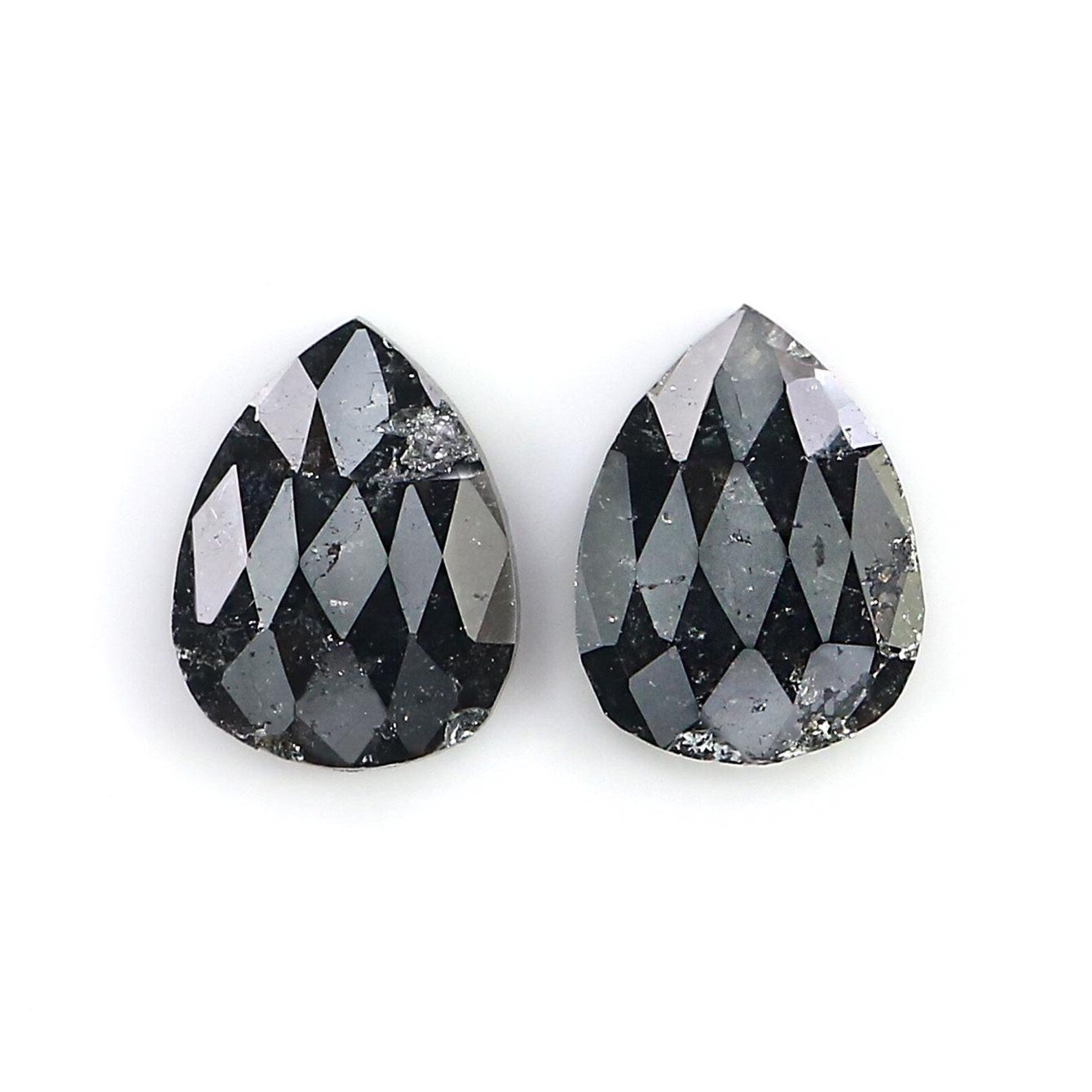 1.44 CT Natural Loose Pear Shape Pair Diamond Black Grey Color Pear Cut Diamond 7.85 MM Natural Loose Diamond Pear Rose Cut Diamond NQ2544