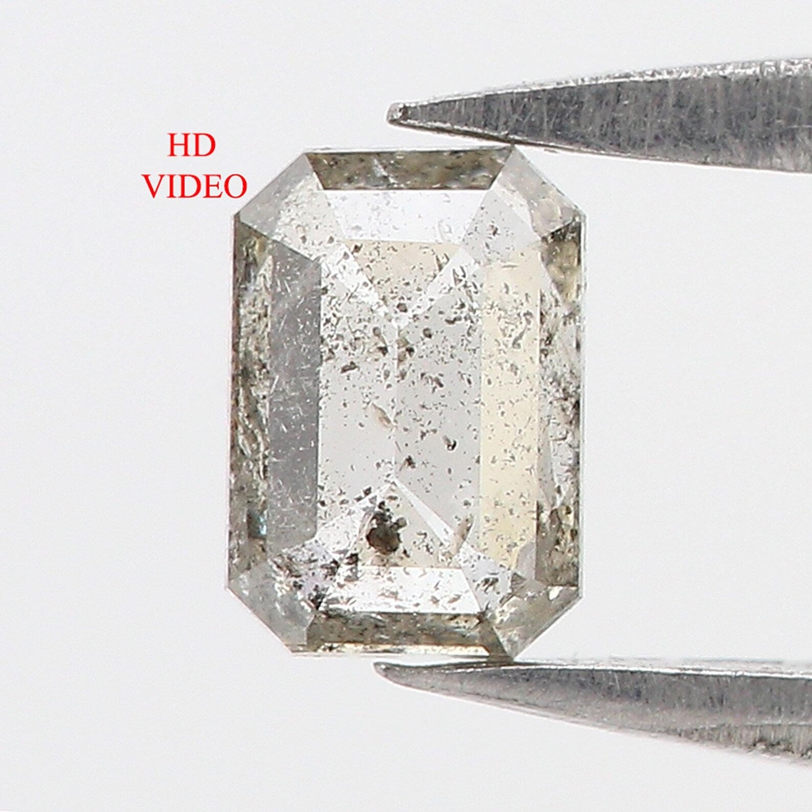 0.41 CT Natural Loose Emerald Shape Diamond Salt And Pepper Emerald Diamond 5.15 MM Natural Black Grey Color Emerald Rose Cut Diamond NQ2560