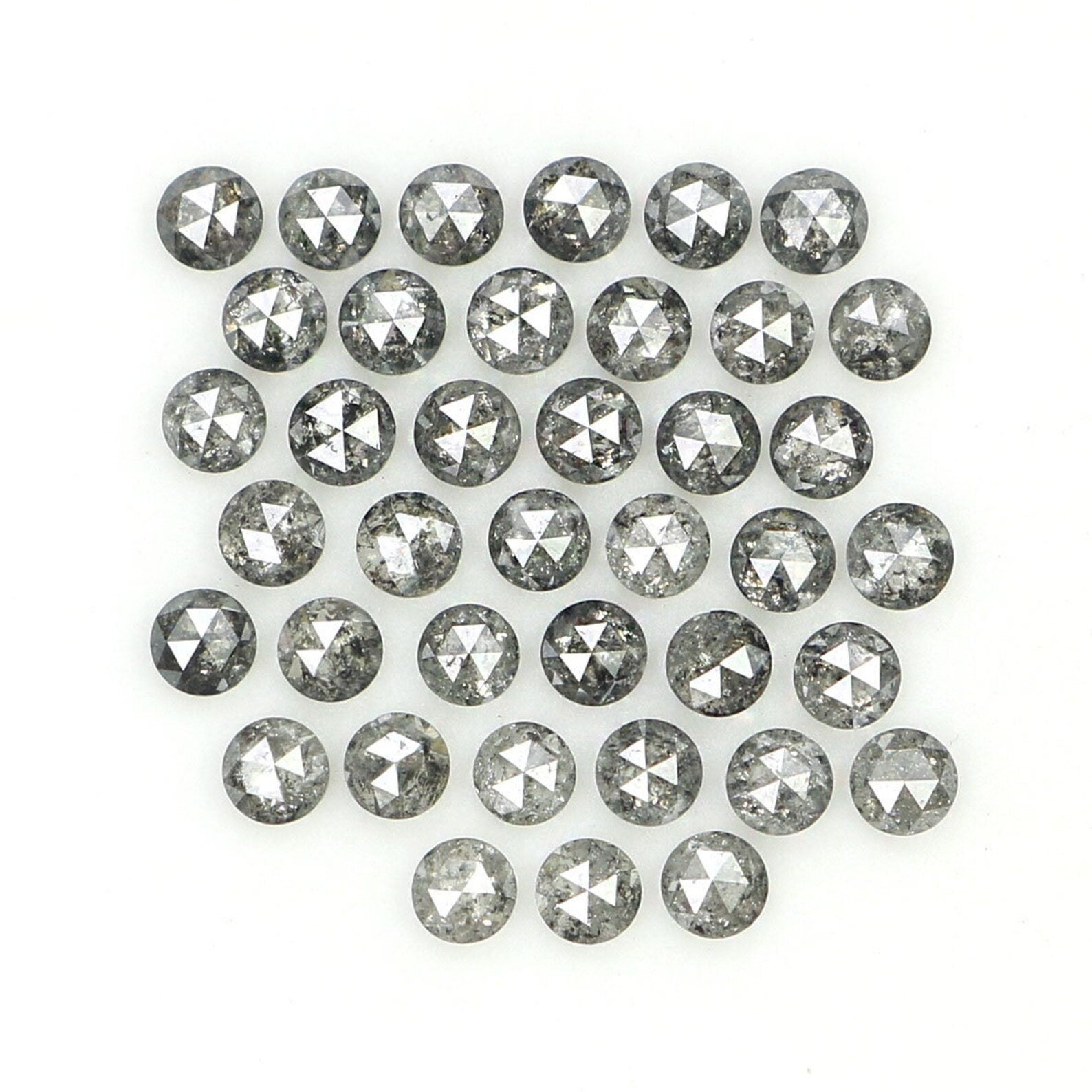 1.02 CT Natural Loose Rose Cut Diamond Salt And Pepper Diamond Black Grey Color 1.70 MM Natural Loose Round Rose Cut Shape Diamond N1561
