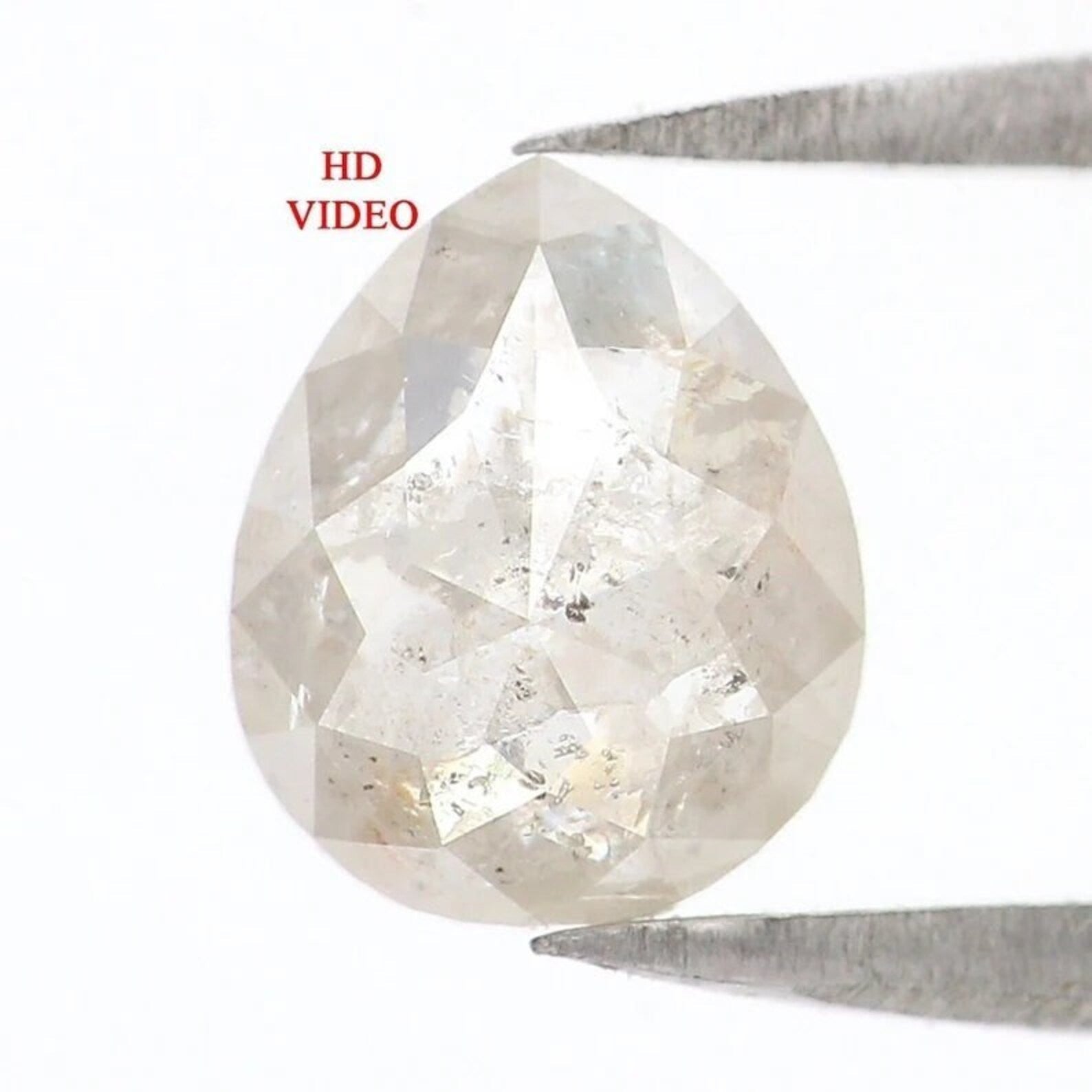 1.06 CT Natural Loose Pear Shape Diamond Grey Color Pear Cut Diamond 7.80 MM Natural Loose Diamond Grey Color Pear Rose Cut Diamond QN8862