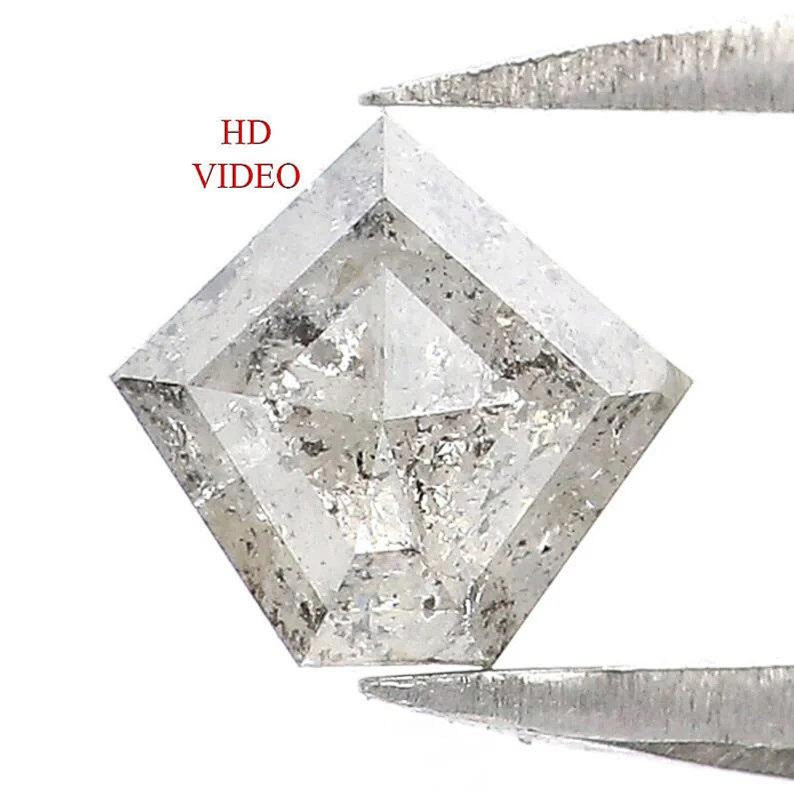 0.58 CT Natural Loose Pentagon Shape Diamond Salt And Pepper Pentagon Diamond 5.60 MM Black Gray Color Pentagon Rose Cut Diamond NQ7460