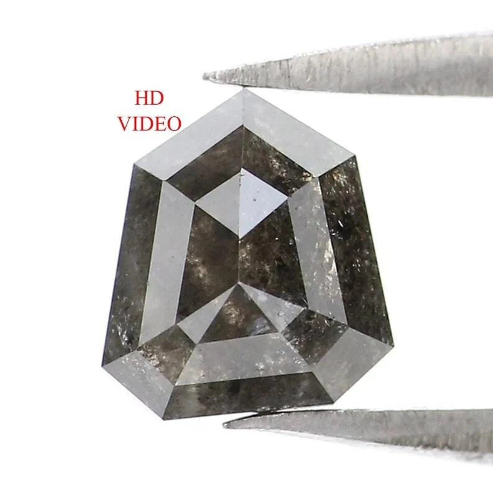 0.90 CT Natural Loose Shield Shape Diamond Salt And Pepper Shield Diamond 6.30 MM Natural Loose Black Color Shield Rose Cut Diamond NQ9209