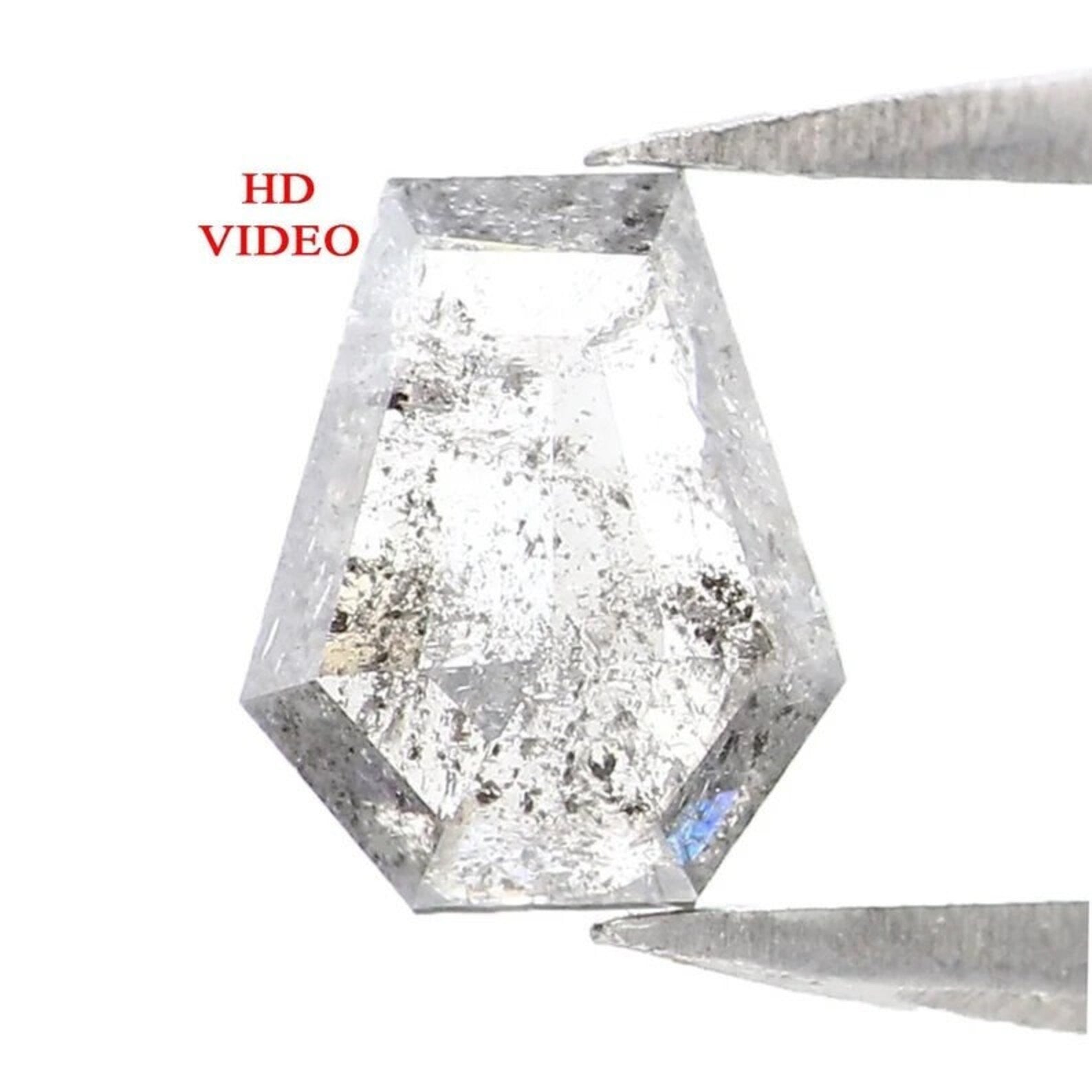 0.61 CT Natural Loose Coffin Shape Diamond Salt And Pepper Coffin Diamond 6.20 MM Natural Black Gray Color Coffin Rose Cut Diamond QN1888