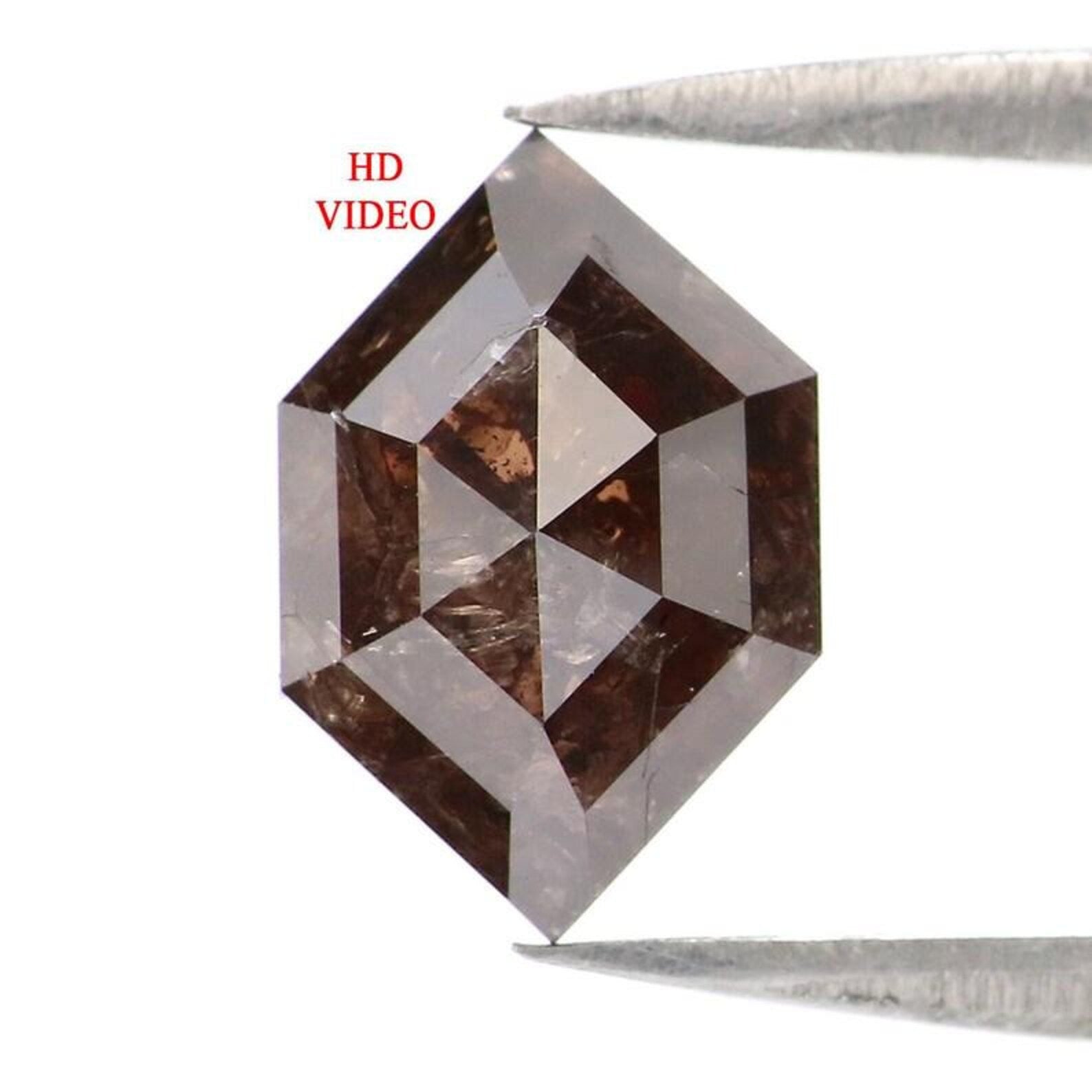 1.93 CT Natural Loose Hexagon Shape Diamond Brown Color Hexagon Diamond 9.80 MM Natural Loose Brown Color Hexagon Rose Cut Diamond NQ8285