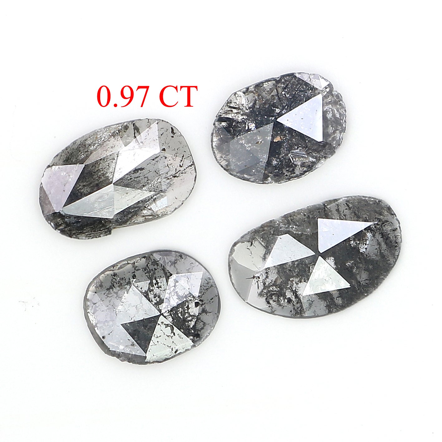 0.97 Ct Natural Loose Slice Cut Diamond Salt And Pepper Uncut Diamond 7.45 MM Natural Diamond Black Grey Color Irregular Cut Diamond LQ3089