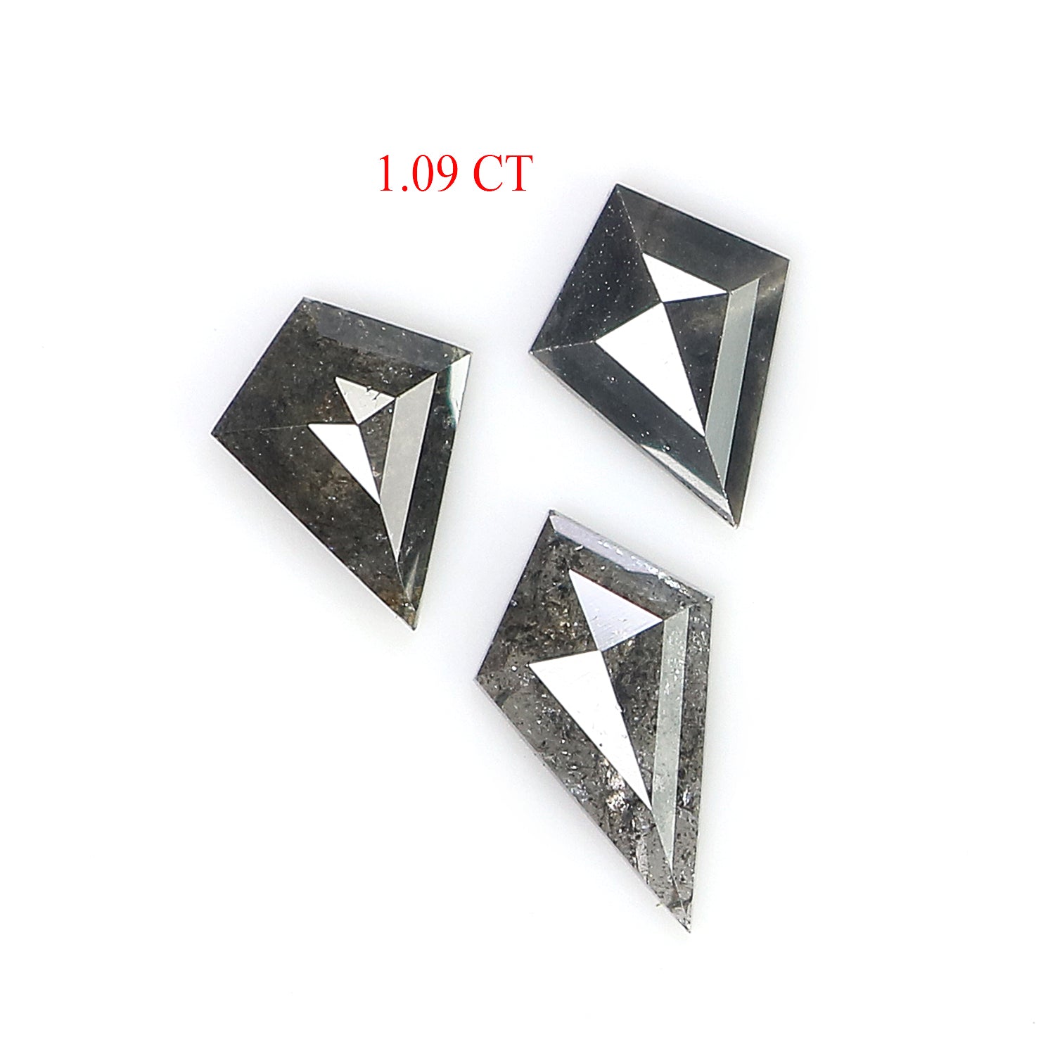 1.09 CT Natural Loose Kite Shape Diamond Salt And Pepper Kite Cut Diamond 8.45 MM Natural Black Grey Color Kite Rose Cut Diamond L3393