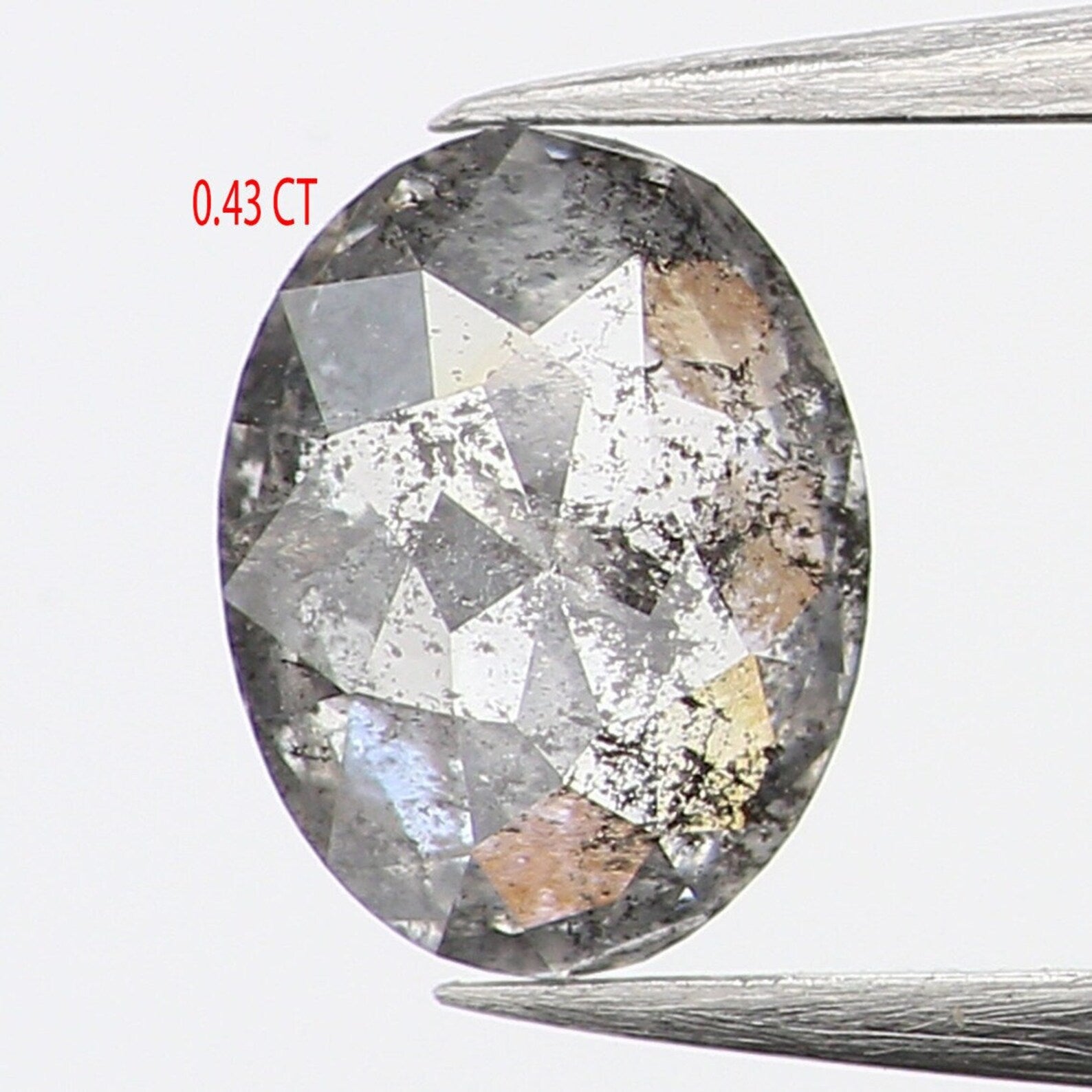 0.43 Ct Natural Loose Oval Shape Diamond Salt And Pepper Oval Diamond 5.55 MM Natural Diamond Black Grey Color Oval Rose Cut Diamond NQ1287