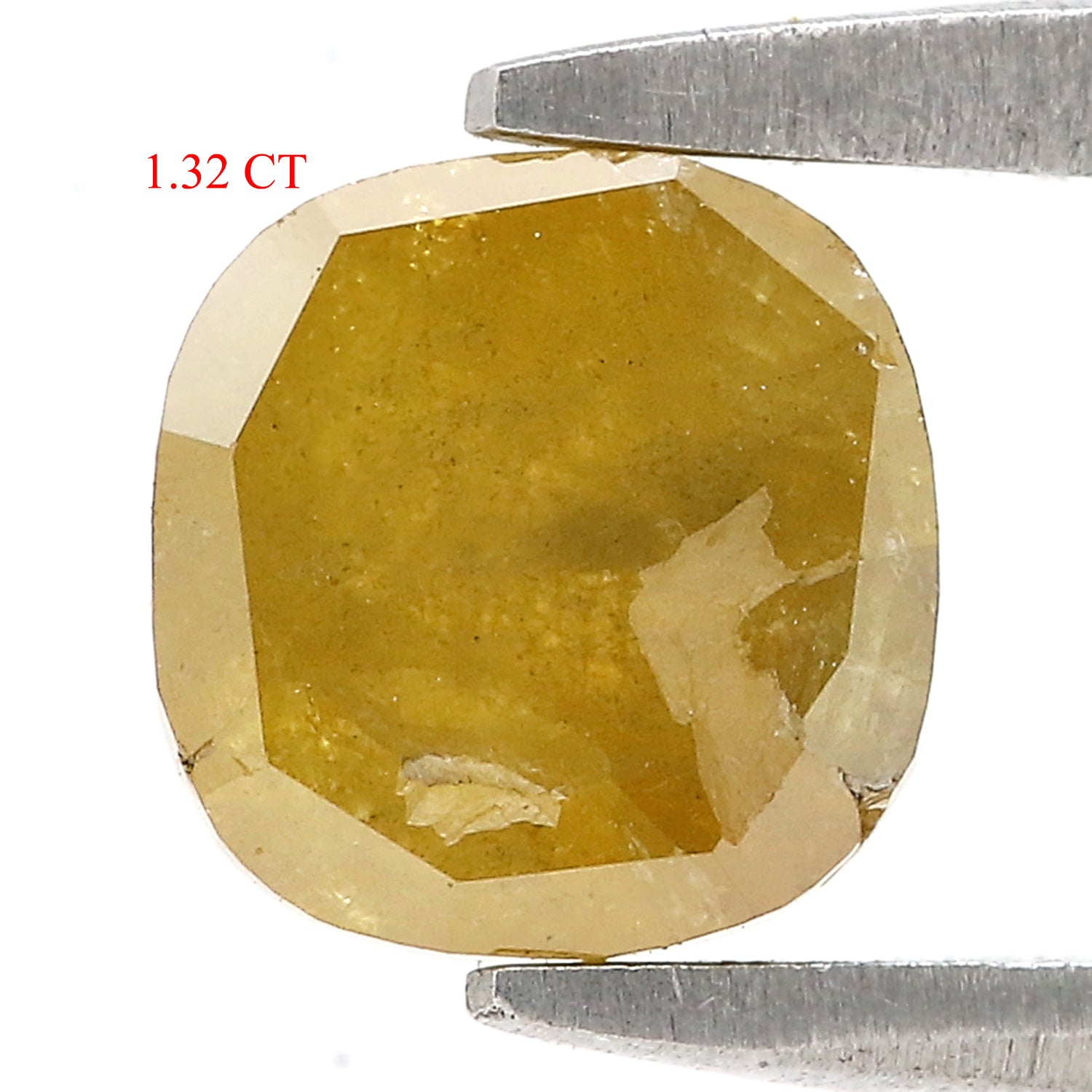 Natural Cushion Yellow Diamond 1.32 CT Loose Rose Cut Yellow Stone 6.15 MM Rustic Diamond Cushion Diamond For Custom Engagement Ring L3657