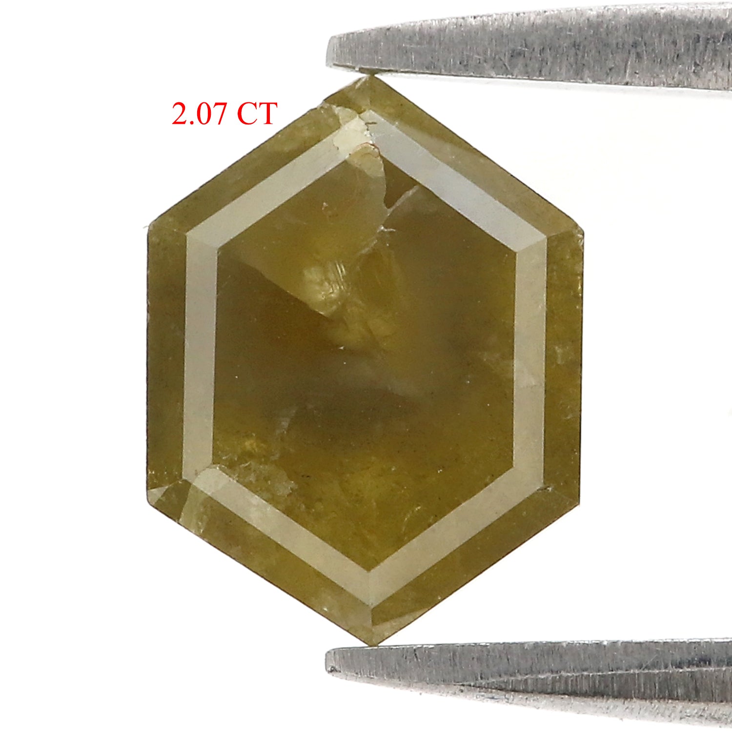 Natural Hexagon Cut Green Color Diamond 2.07 CT Loose Hexagon Rose Cut Green Stone 9.40 MM Rustic Diamond For Custom Engagement Ring L3646