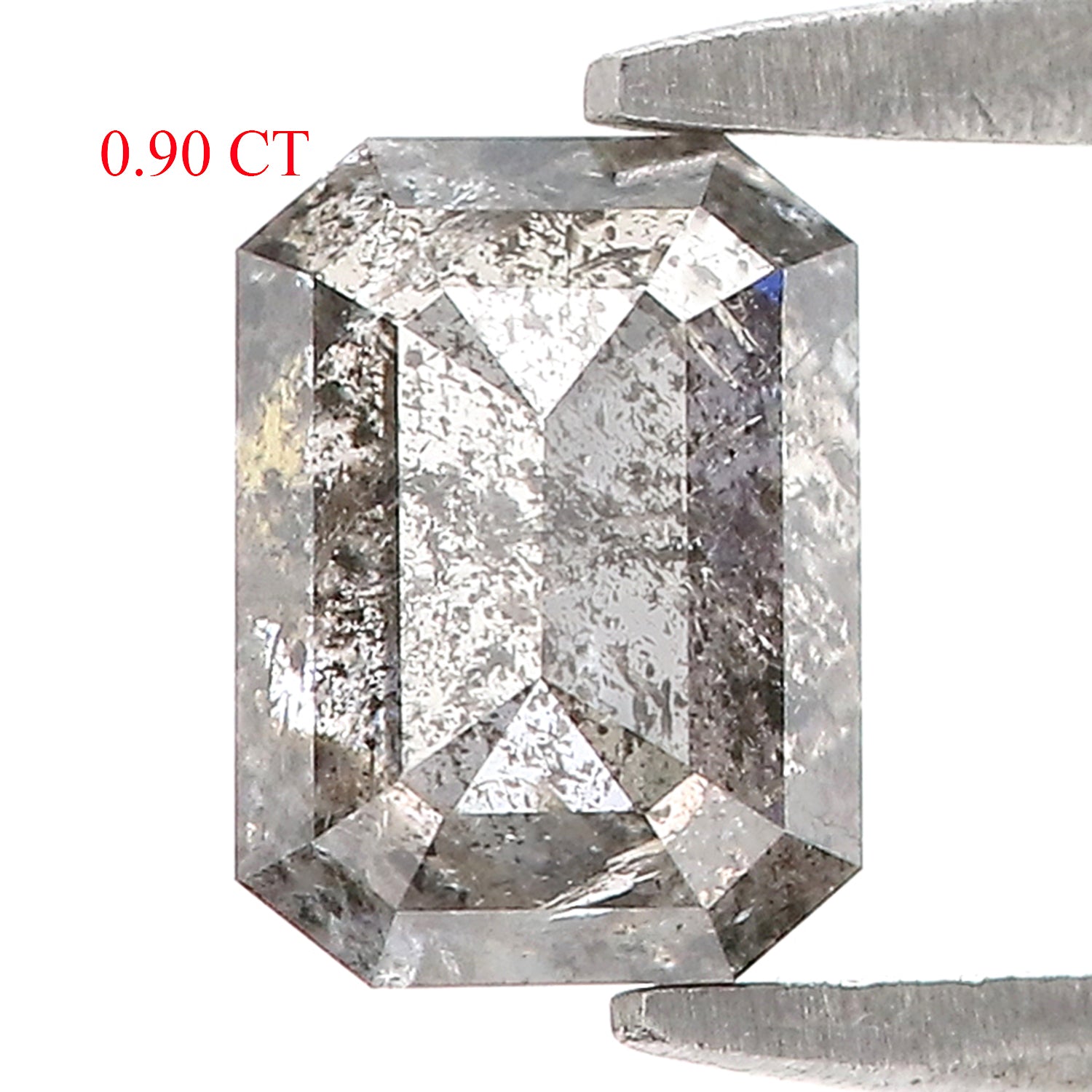 0.90 CT Natural Loose Emerald Shape Diamond Salt And Pepper Emerald Diamond 6.30 MM Natural Black Grey Color Emerald Rose Cut Diamond L3416