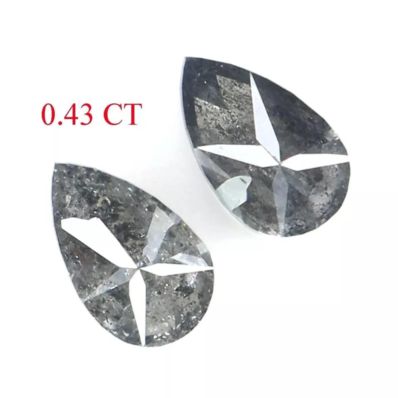 0.43 CT Natural Loose Pear Cut Pair Diamond Salt And Pepper Pear Diamond 5.05 MM Natural Black Grey Color Pear Brilliant Cut Diamond NQ2296