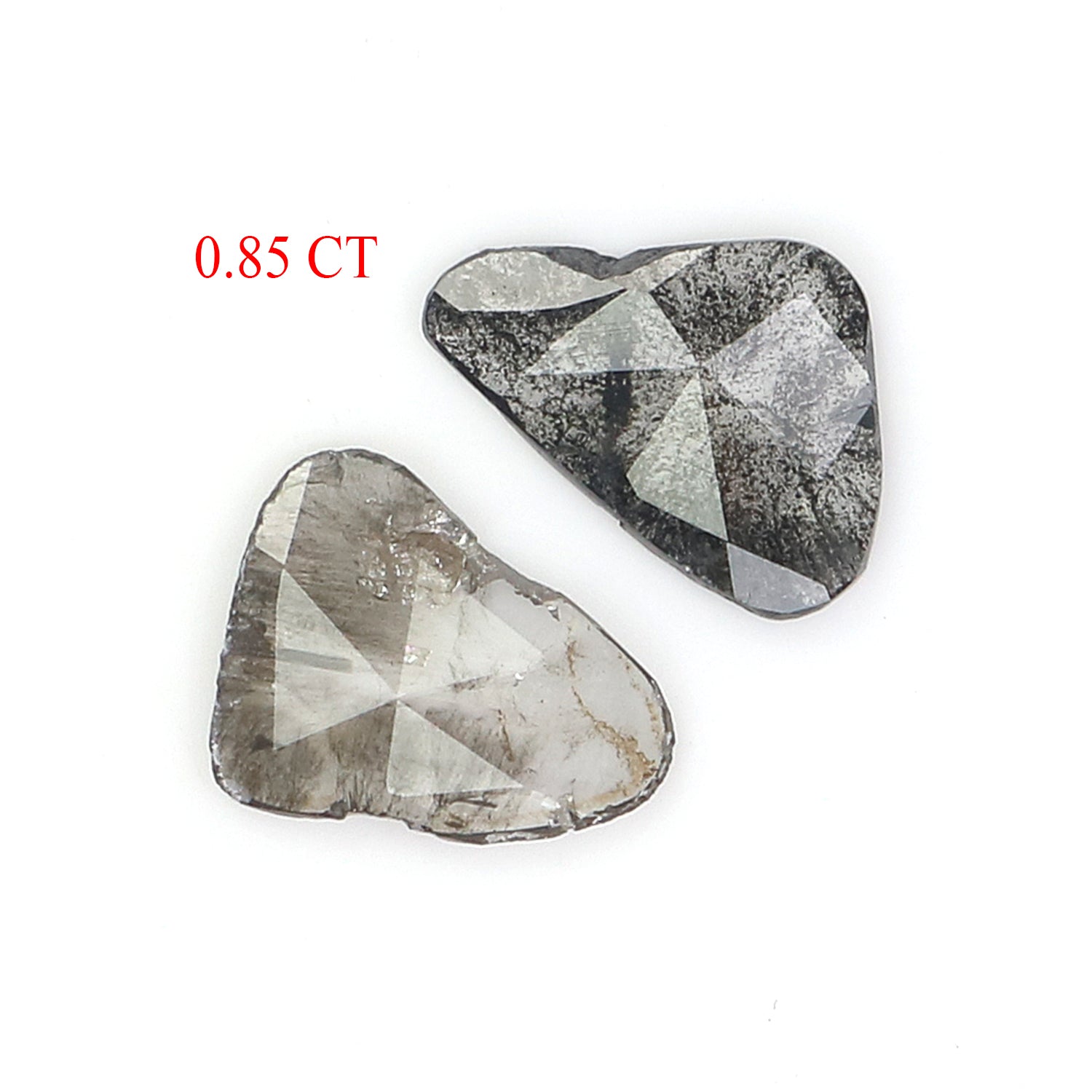 0.85 CT Natural Loose Slice Shape Diamond Salt And Pepper Slice Uncut Diamond 8.65 MM Natural Black Grey Diamond Irregular Cut Diamond L3546
