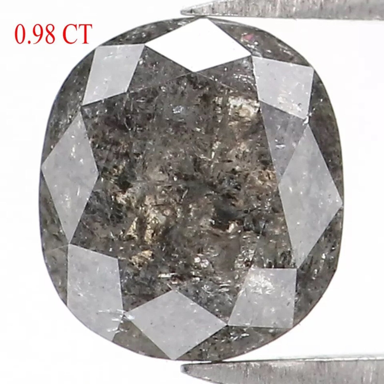 0.98 CT Natural Loose Cushion Shape Diamond Salt And Pepper Diamond 6.05 MM Natural Loose Black Grey Color Cushion Rose Cut Diamond NQ1710
