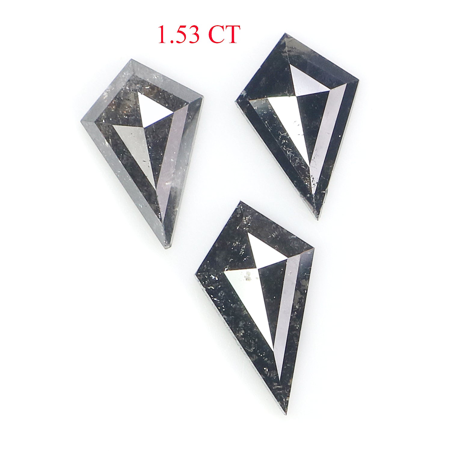 1.53 CT Natural Loose Kite Shape Diamond Salt And Pepper Kite Cut Diamond 9.45 MM Natural Black Grey Color Kite Rose Cut Diamond L3440