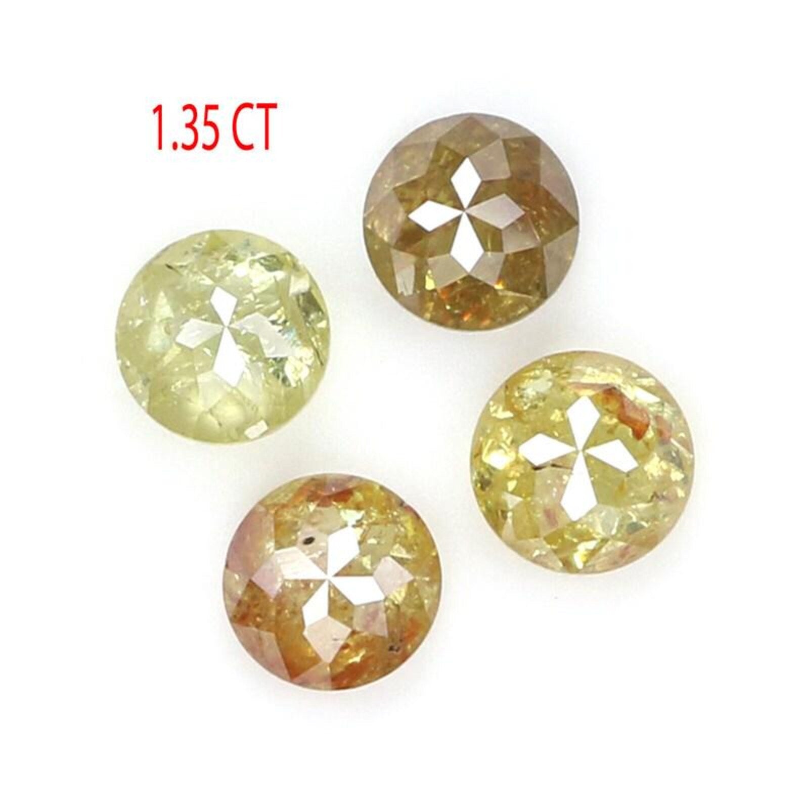 1.35 CT Natural Loose Round Shape Diamond Yellow Color Round Cut Diamond 4.10 MM Natural Diamond Brown Color Round Rose Cut Diamond NQ1923