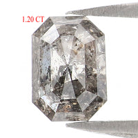 1.20 CT Natural Loose Emerald Shape Diamond Salt And Pepper Emerald Shape Diamond 6.75 MM Black Grey Color Emerald Rose Cut Diamond QL9570