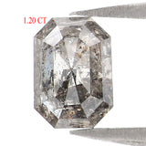 Natural Loose Emerald Diamond, Salt And Pepper Emerald Diamond, Natural Loose Diamond, Grey Emerald Diamond, 1.20 CT Emerald Shape KDL9570