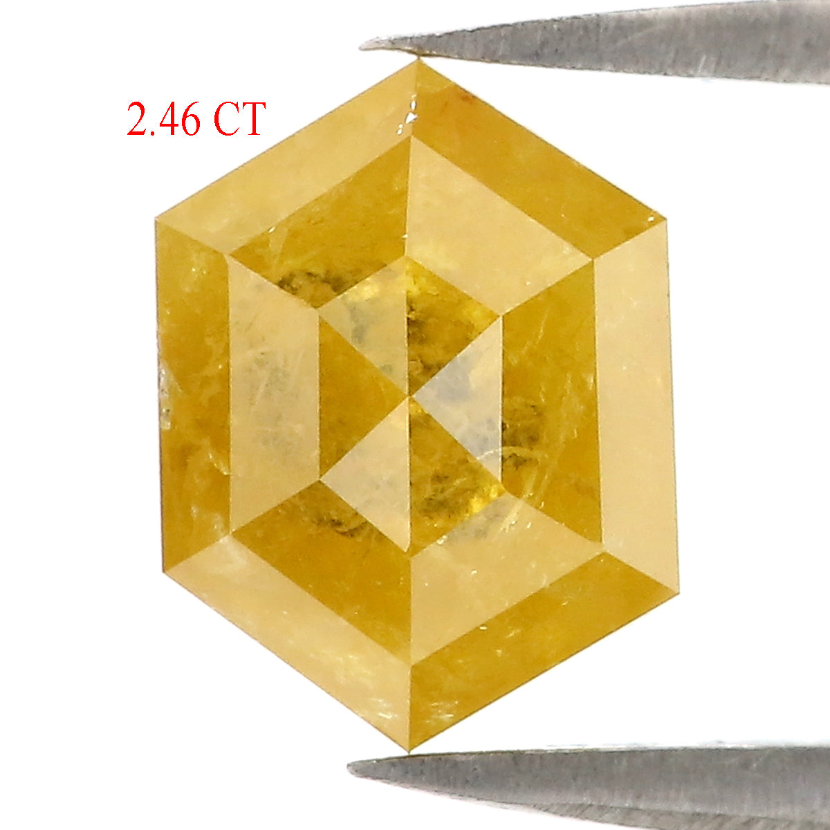 2.46 CT Natural Loose Hexagon Shape Diamond Yellow Color Hexagon Cut Diamond 9.50 MM Natural Loose Hexagon Shape Rose Cut Diamond LQ3022