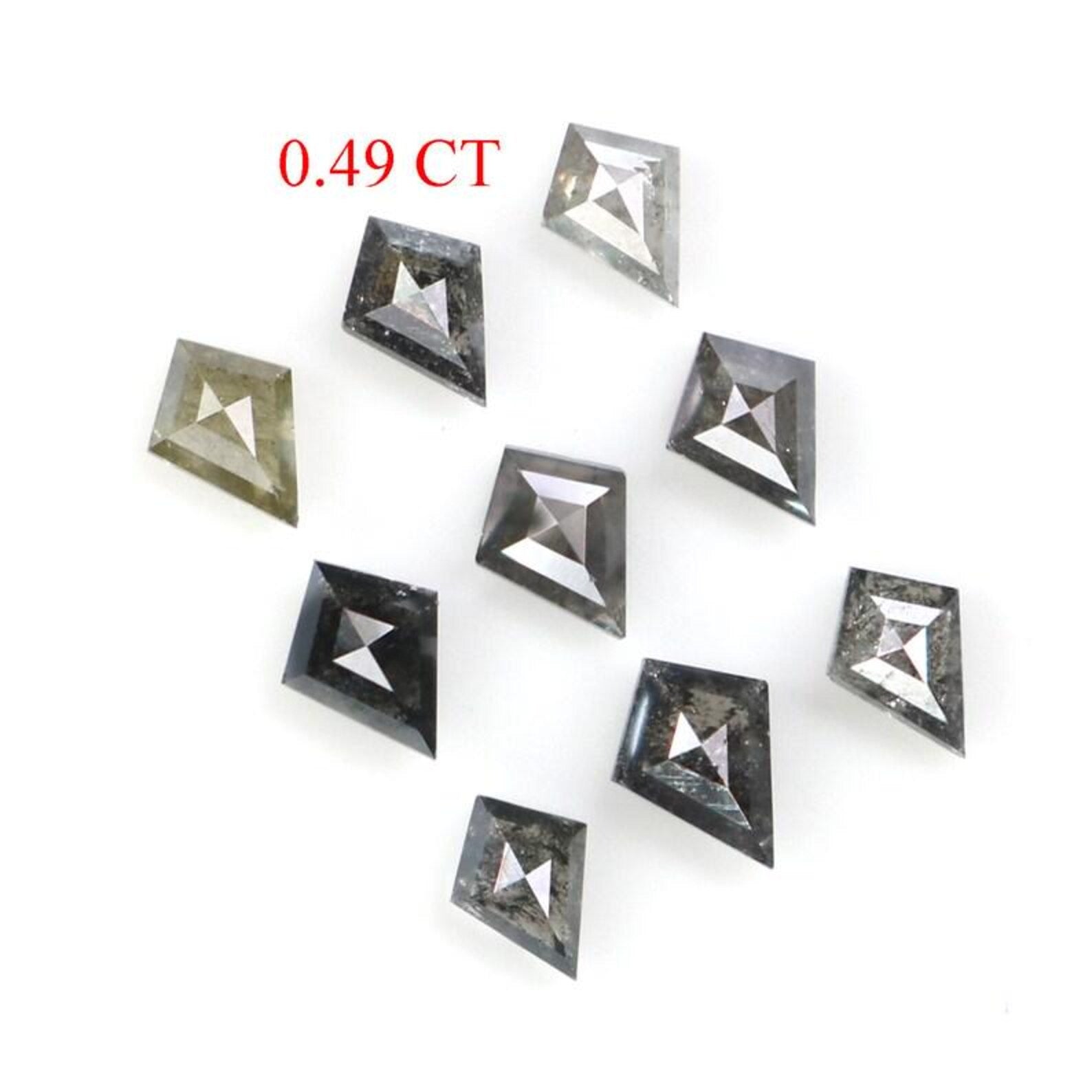 0.49 CT Natural Loose Kite Shape Diamond Salt And Pepper Kite Diamond 3.20 MM Natural Loose Black Gray Color Kite Rose Cut Diamond NQ2340