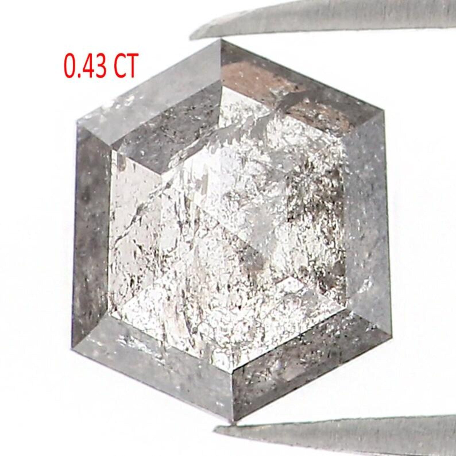 0.43 CT Natural Loose Hexagon Shape Diamond Salt And Pepper Hexagon Diamond 5.10 MM Natural Black Grey Color Hexagon Rose Cut Diamond NQ1511