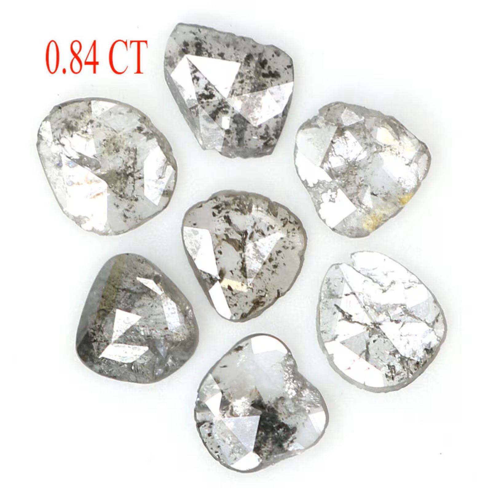 0.84 CT Natural Loose Slice Shape Diamond Salt And Pepper Slice Cut Diamond 3.65 MM Black Grey Color Slice Shape Rose Cut Diamond NQ1646