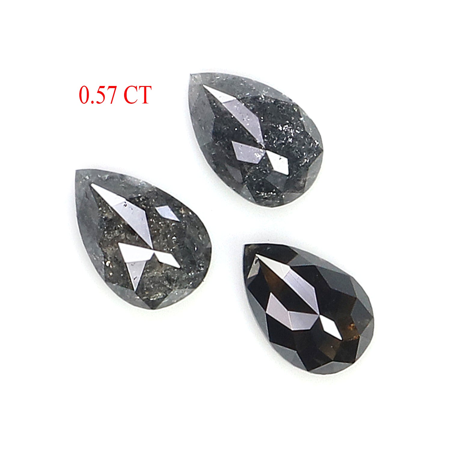 0.57 CT Natural Loose Pear Shape Diamond Salt And Pepper Pear Cut Diamond 4.75 MM Natural Black Grey Color Pear Rose Cut Diamond KQ2690
