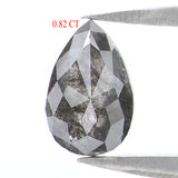 0.82 CT Natural Loose Pear Shape Diamond Salt And Pepper Pear Rose Cut Diamond 7.30 MM Black Grey Color Pear Shape Rose Cut Diamond QL9907