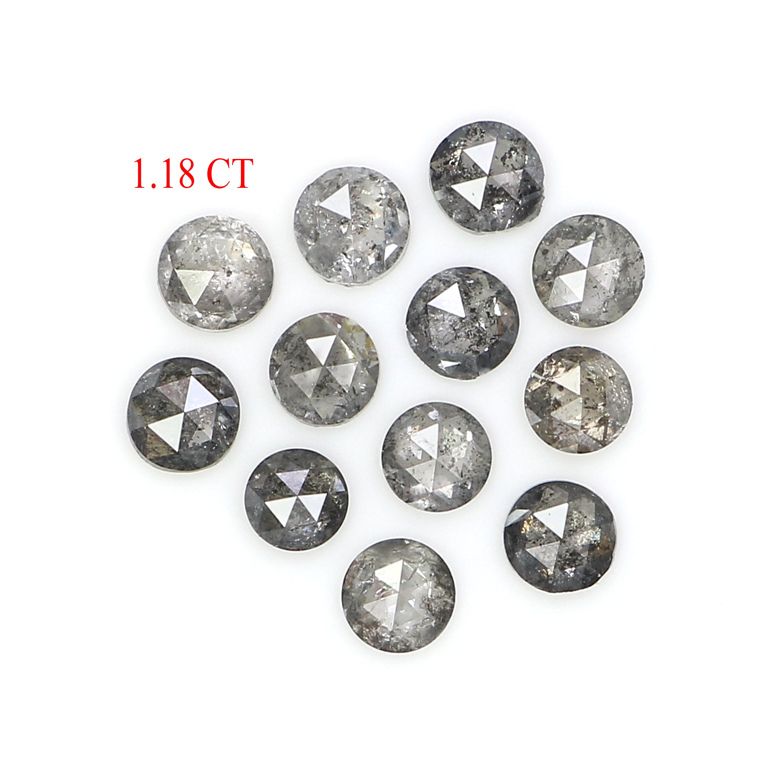 1.18 Ct Natural Loose Round Rose Cut Diamond Salt And Pepper Round Diamond 2.60 MM Natural Black Grey Color Round Rose Cut Diamond KQ2702