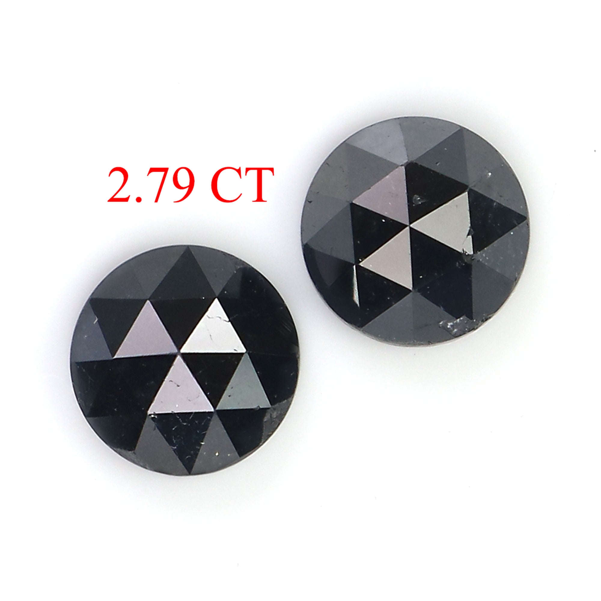 2.79 CT Natural Loose Round Rose Cut Pair Diamond Black Color Round Shape Diamond 6.90 MM Natural Black Color Round Rose Cut Diamond LQ1697