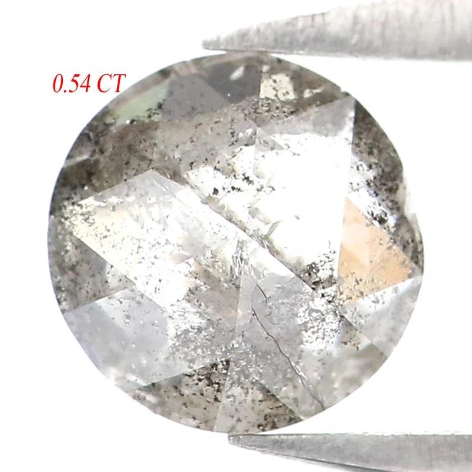 0.54 CT Natural Loose Round Shape Diamond Salt And Pepper Round Diamond 5.20 MM Natural Loose Black Grey Color Round Rose Cut Diamond NQ7721