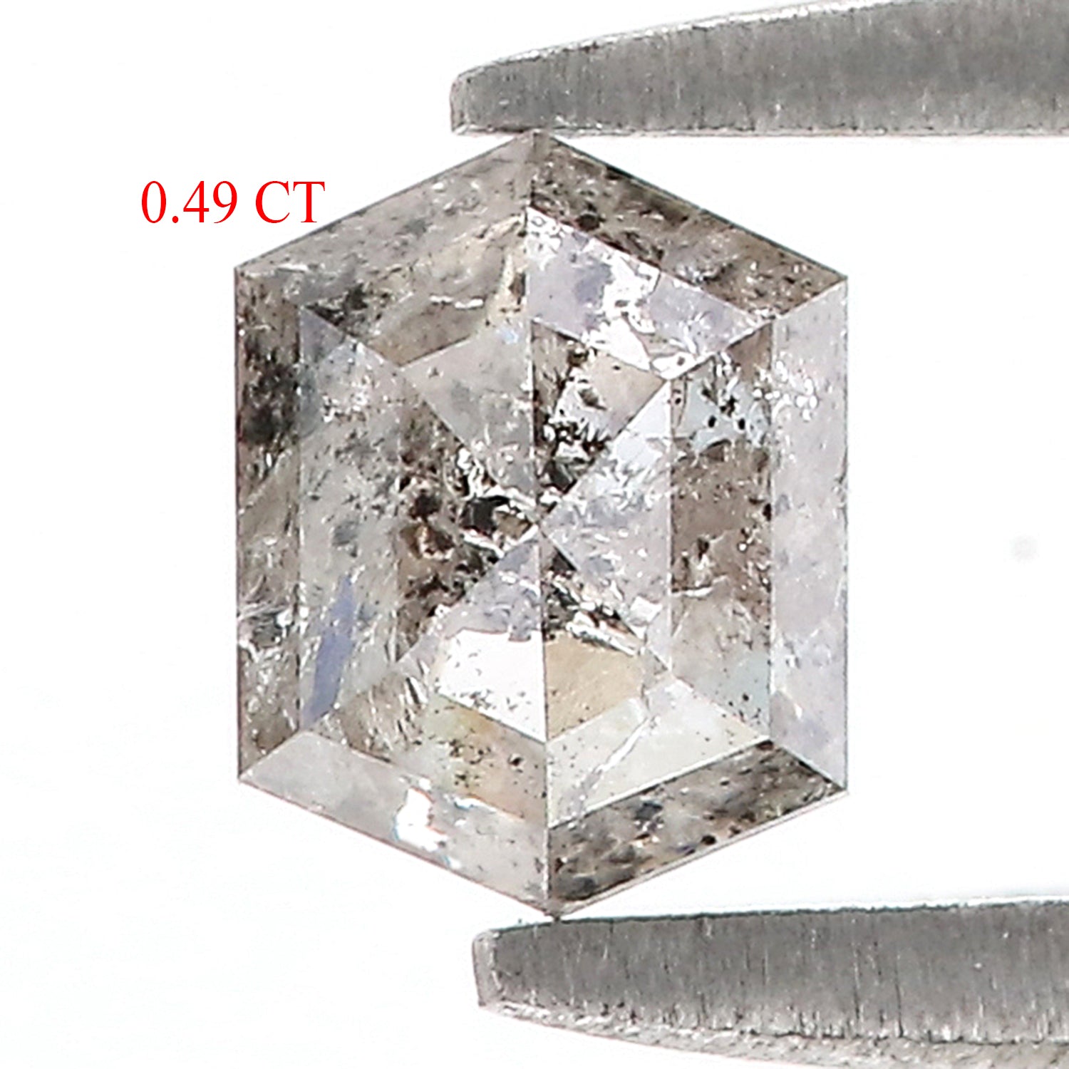 0.49 CT Natural Loose Hexagon Shape Diamond Salt And Pepper Hexagon Diamond 5.25 MM Natural Loose Black Grey Color Hexagon Cut Diamond QL493