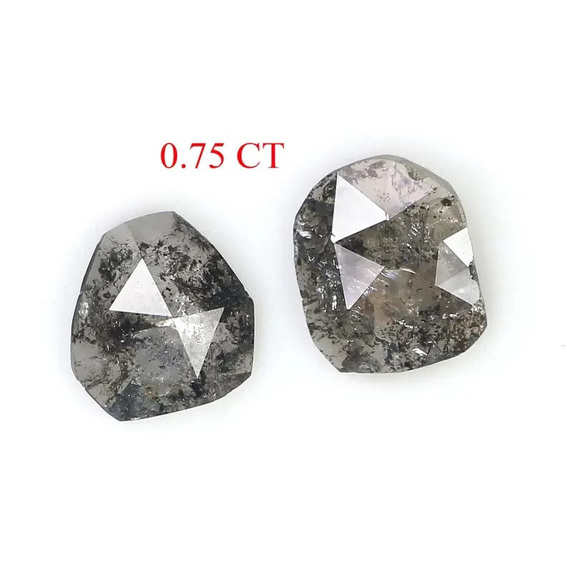 0.75 CT Natural Loose Slice Cut Diamond Salt And Pepper Irregular Cut Diamond 5.05 MM Black Grey Color Slice Shape Rose Cut Diamond NQ1631