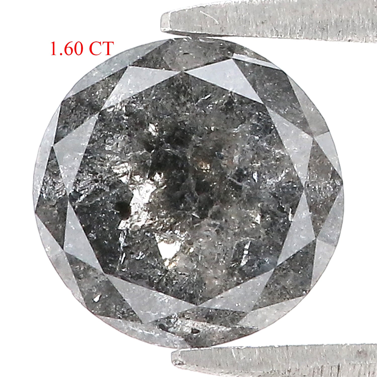 1.60 Ct Natural Loose  Round Rose Cut Diamond Black Gray Color Diamond 8.05 MM Natural Loose Salt and Pepper Diamond Rose Cut Diamond LQ519