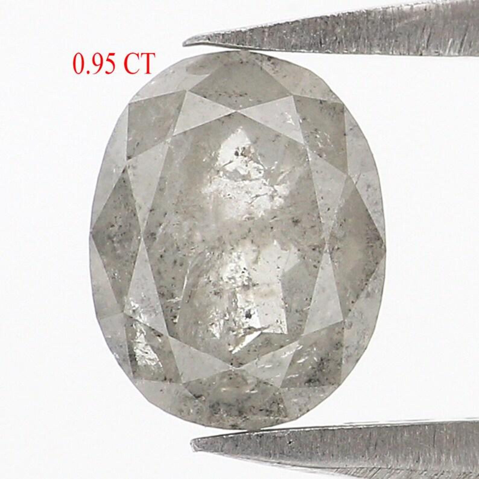 0.95 CT Natural Loose Oval Shape Diamond Salt And Pepper Oval Diamond 6.70 MM Natural Loose Diamond Grey Color Oval Rose Cut Diamond NQ9847