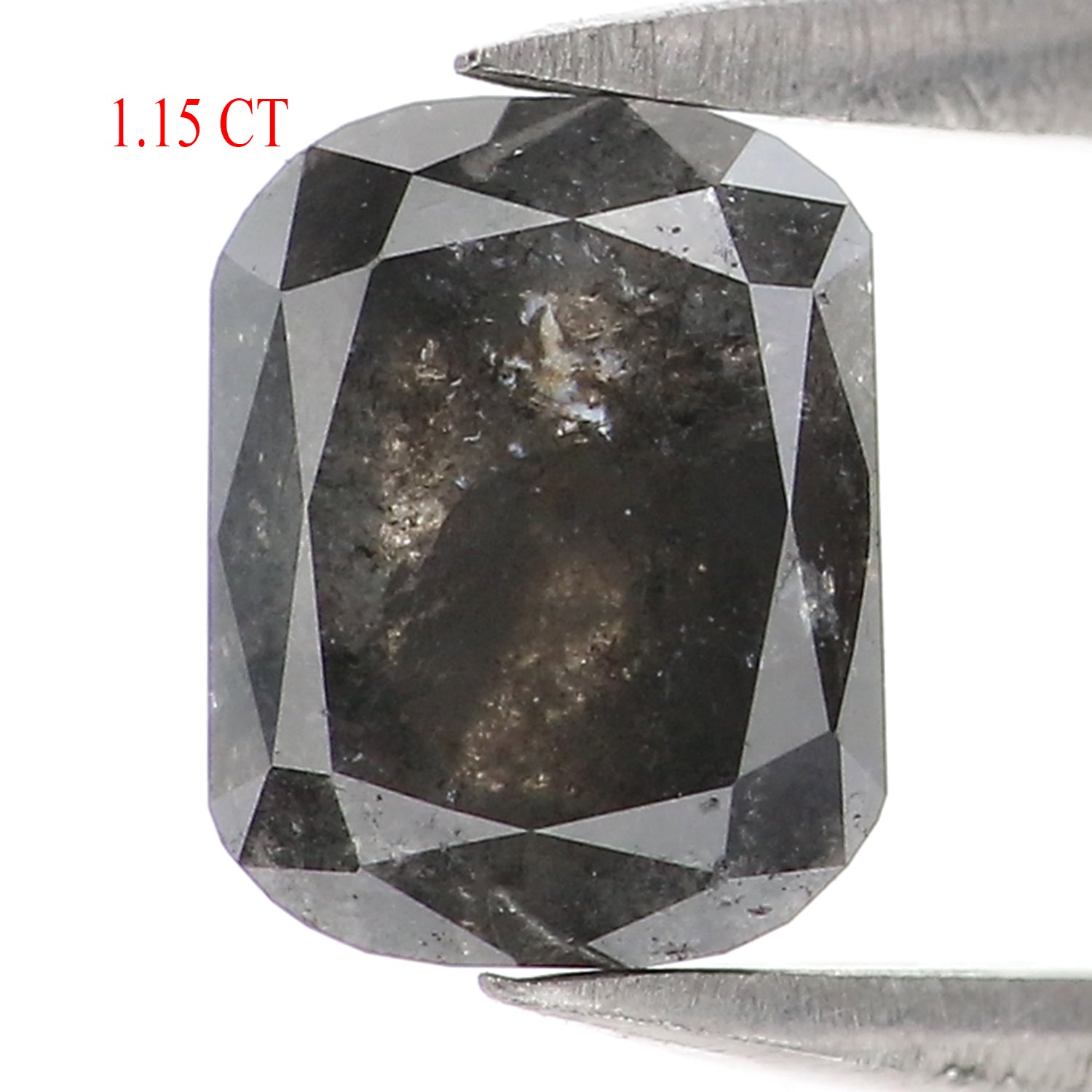 1.15 CT Natural Loose Cushion Shape Diamond Salt And Pepper Cushion Cut Diamond 6.40 MM Black Grey Color Cushion Rose Cut Diamond LQ2857