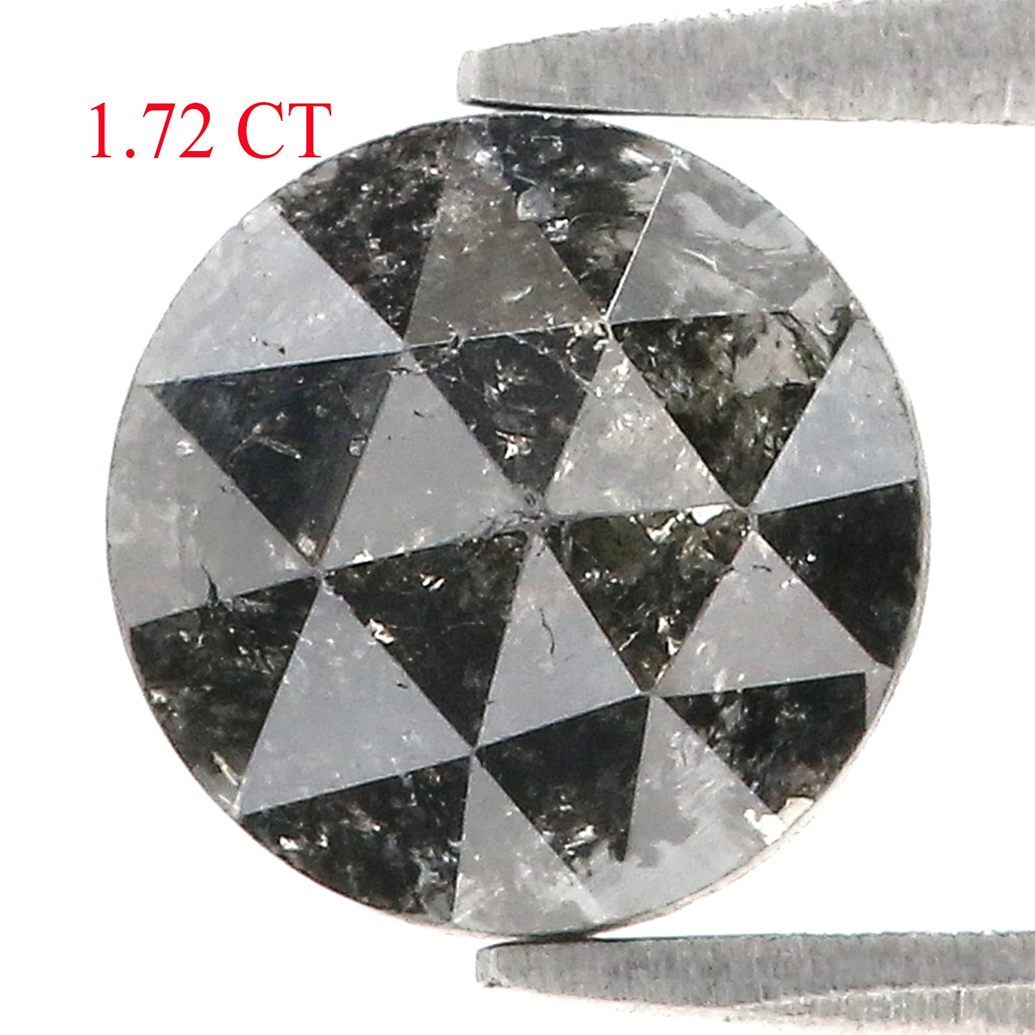 1.72 CT Natural Loose Round Rose Cut Diamond Salt And Pepper Round Diamond 7.40 MM Natural Loose Black Grey Color Rose Cut Diamond LQ1637