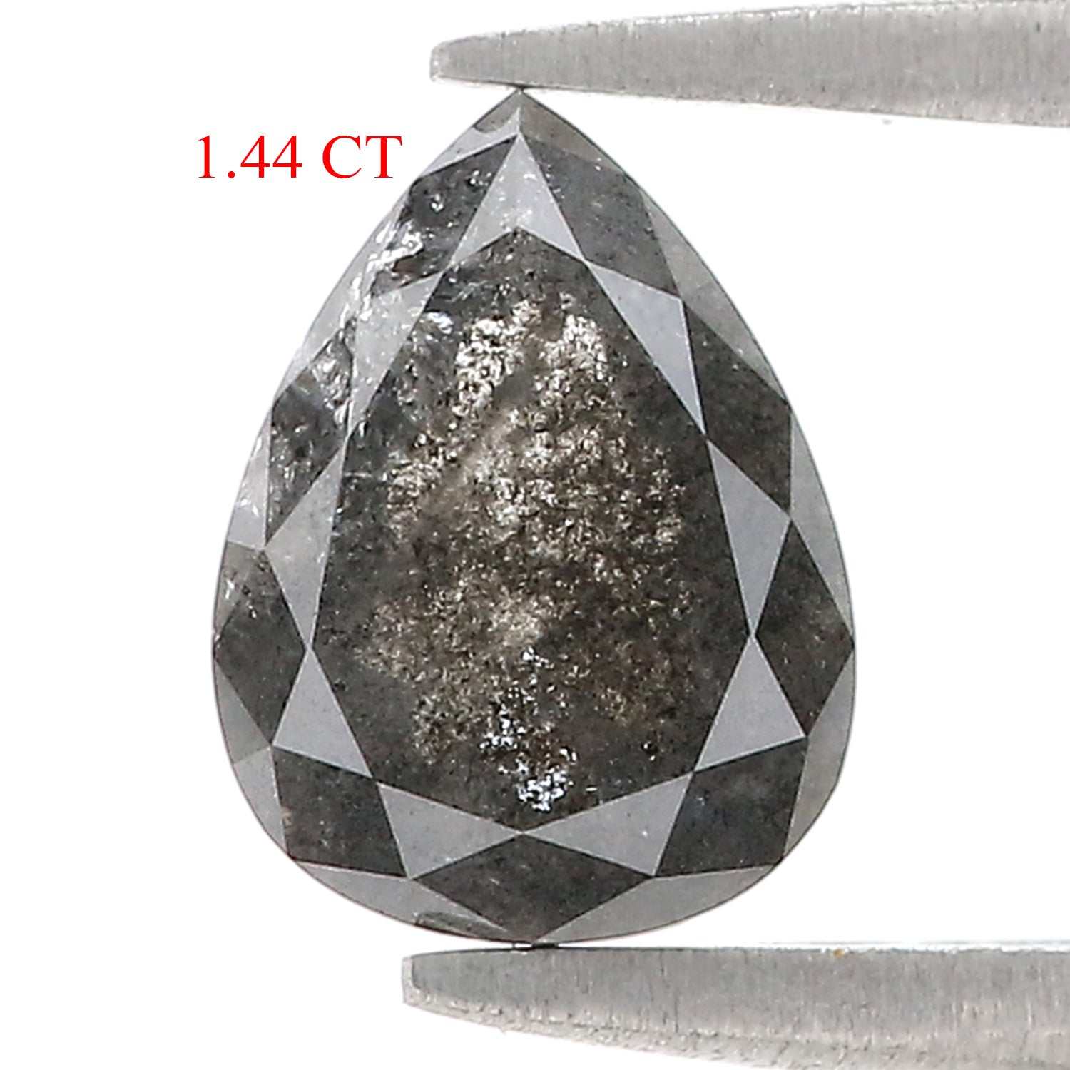 1.44 CT Natural Loose Pear Shape Diamond Salt And Pepper Pear Diamond 8.70 MM Natural Loose Black Grey Color Pear Rose Cut Diamond N2626