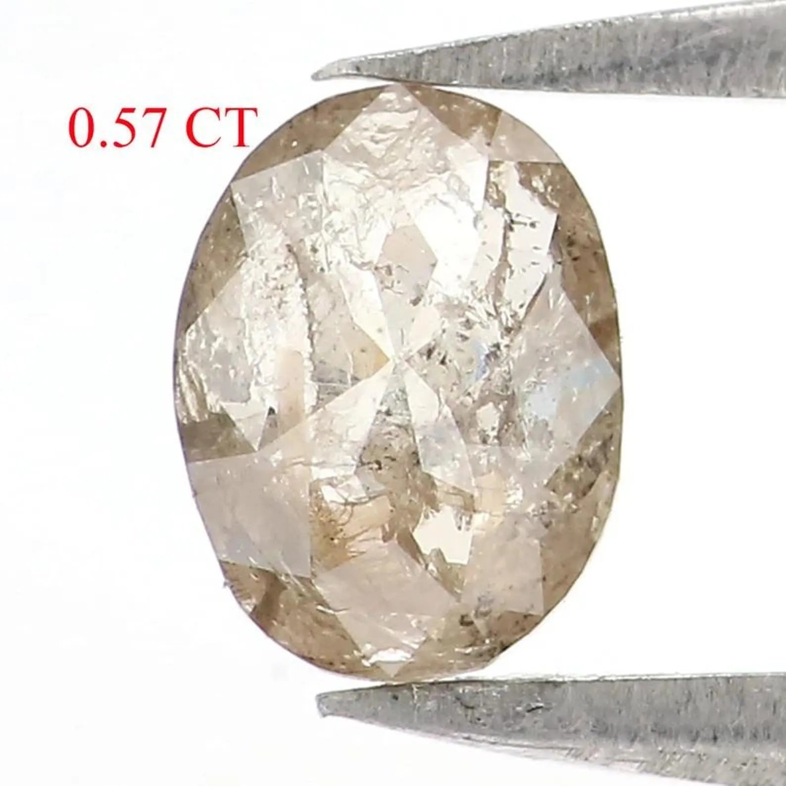 0.57 CT Natural Loose Oval Shape Diamond Salt And Pepper Oval Diamond 6.05 MM Natural Loose Black Grey Color Oval Rose Cut Diamond NQ2359