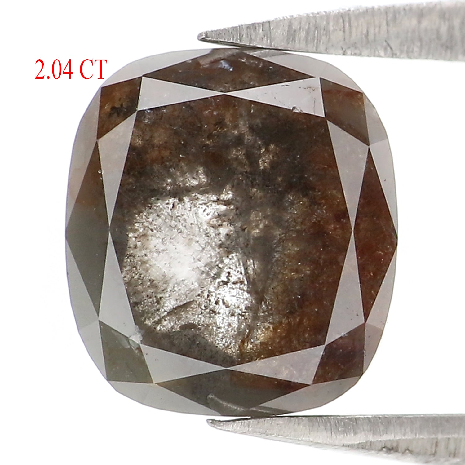 2.04 CT Natural Loose Cushion Shape Diamond Salt And Pepper Cushion Shape Diamond 7.85 MM Black Grey Color Cushion Rose Cut Diamond QL2887