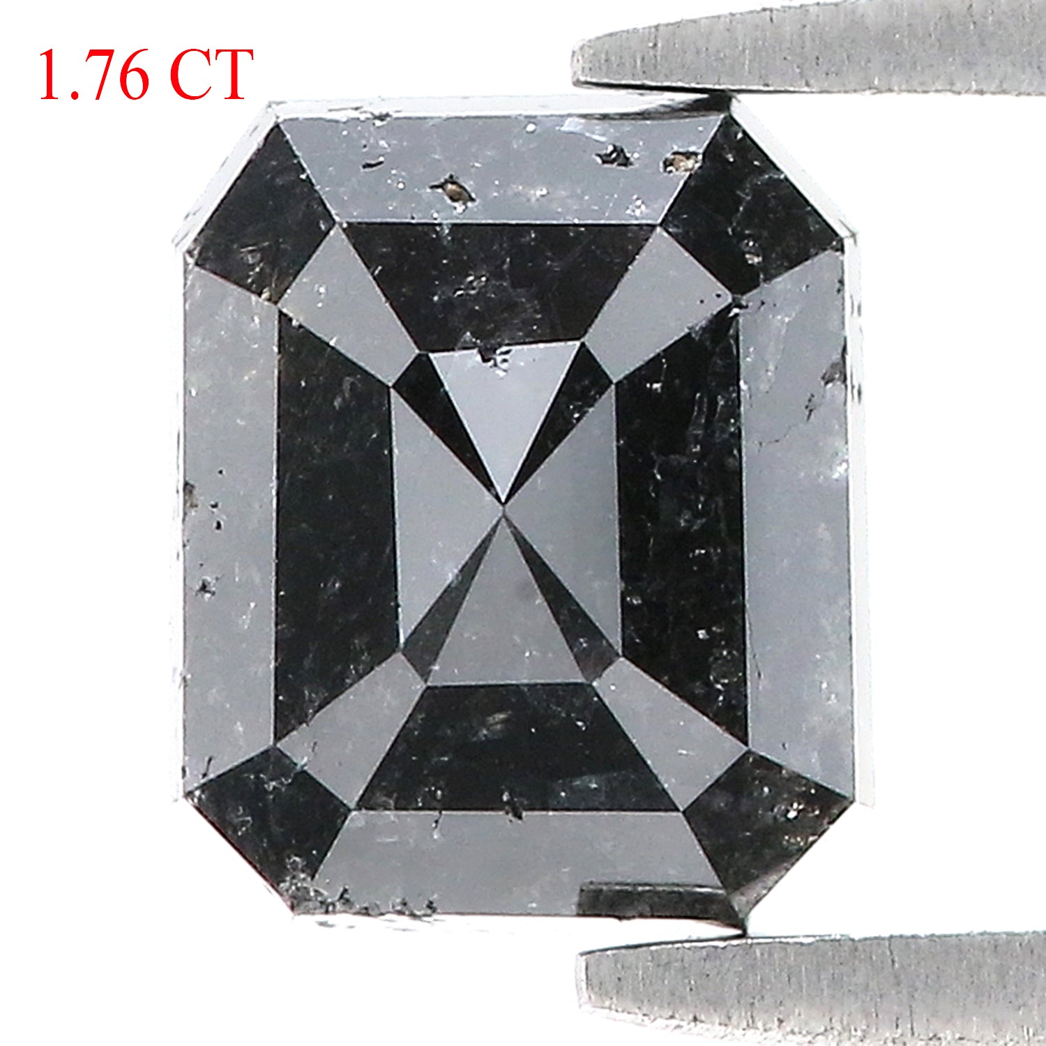 1.76 CT Natural Loose Emerald Shape Diamond Salt And Pepper Emerald Cut Diamond 7.10 MM Natural Black Grey Emerald Rose Cut Diamond LQ1325