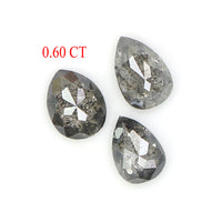 Natural Loose Pear Diamond, Salt And Pepper Diamond, Natural Loose Diamond, Pear Rose Cut Diamond, Pear Diamond 0.60 CT Pear Shape L2882