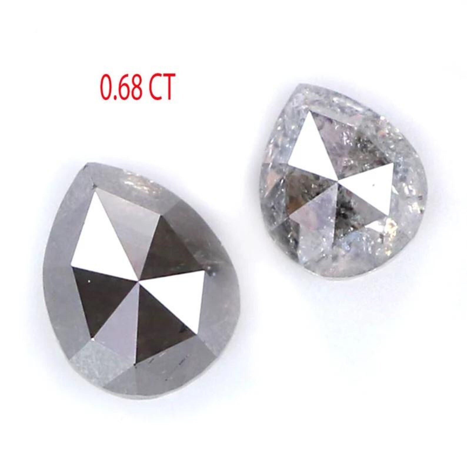 0.68 CT Natural Loose Pear Cut Pair Diamond Salt And Pepper Pear Shape Diamond 4.00 MM Natural Black Gray Color Pear Rose Cut Diamond NQ8535