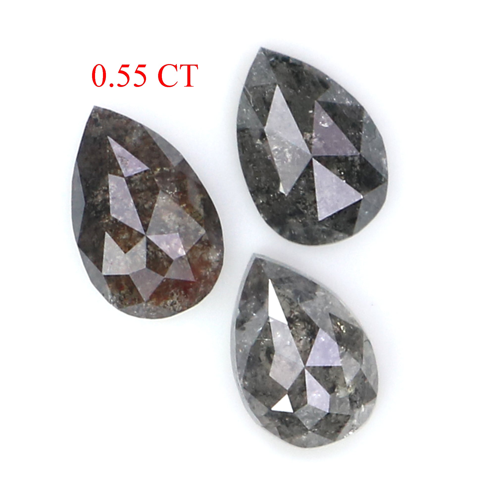 0.55 CT Natural Loose Pear Shape Diamond Salt And Pepper Pear Cut Diamond 4.50 MM Natural Black Grey Color Pear Rose Cut Diamond LQ2790